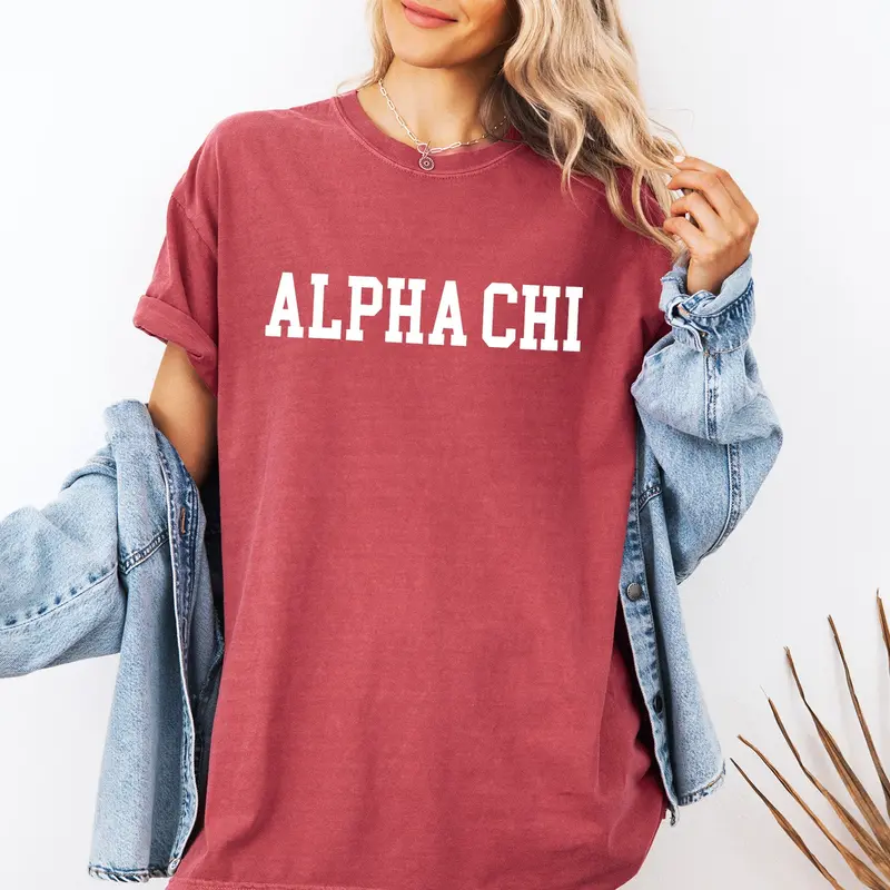 Alpha Chi Omega Heavyweight Short Sleeve T-Shirt - Comfort Colors Sorority Tee 1