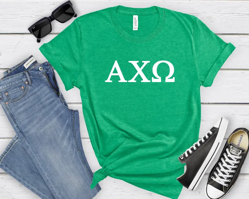 Alpha Chi Omega Short Sleeve T-Shirt - Axo Greek Letters Tee 1