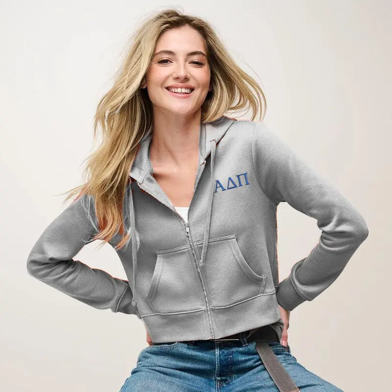 Alpha Delta Pi Cropped Zip Up Hoodie 1