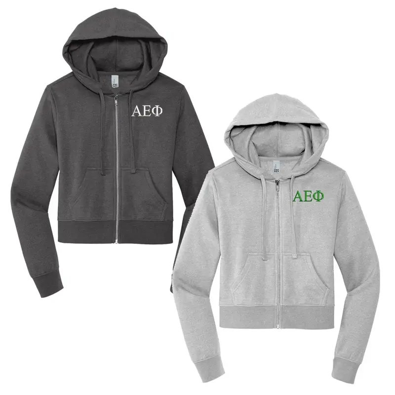 Alpha Epsilon Phi Cropped Zip Up Hoodie 1