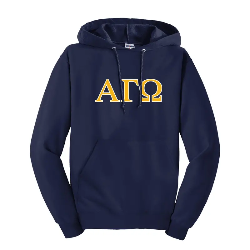Alpha Gamma Omega Tackle Twill Letters Hoodie 1