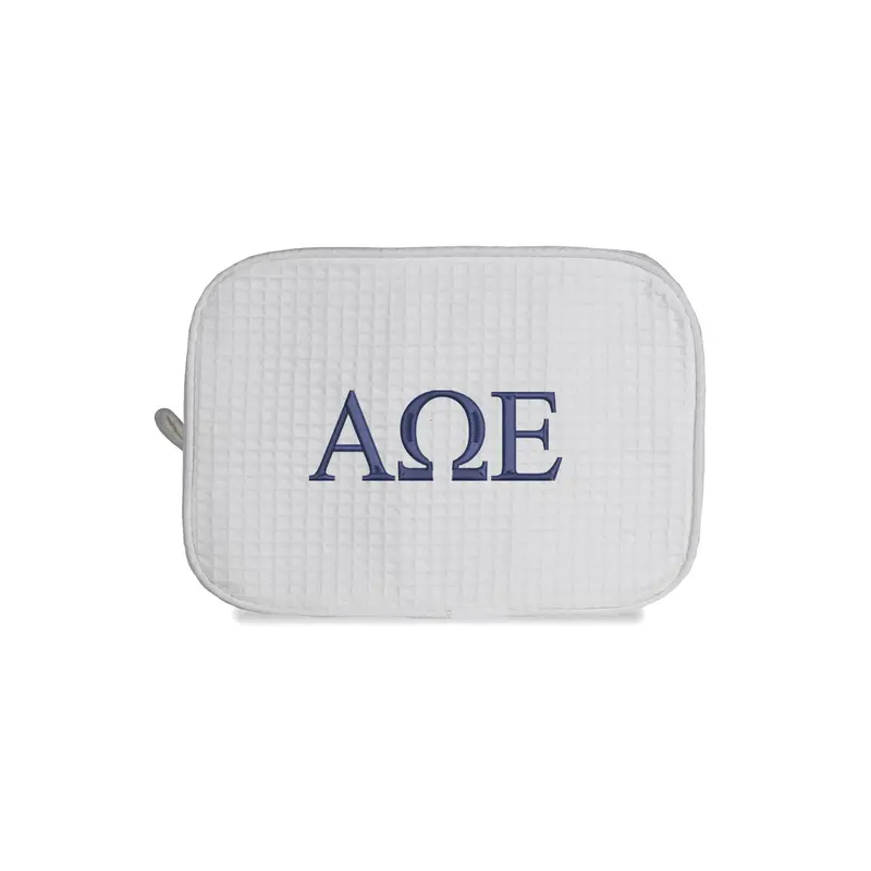 Alpha Omega Epsilon Waffle Weave Cosmetic Bag 1
