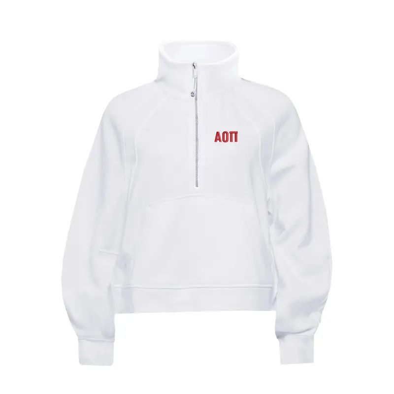 Alpha Omicron Pi Lululemon Scuba Oversized Funnel-Neck Half Zip - White 1