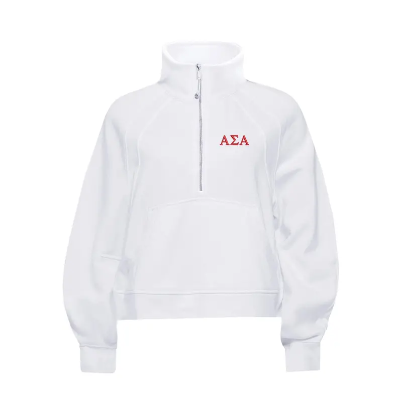 Alpha Sigma Alpha Lululemon Scuba Oversized Funnel-Neck Half Zip - White 1