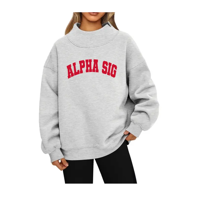 Alpha Sigma Alpha Mock Neck Sweatshirt - Alpha Sig 1