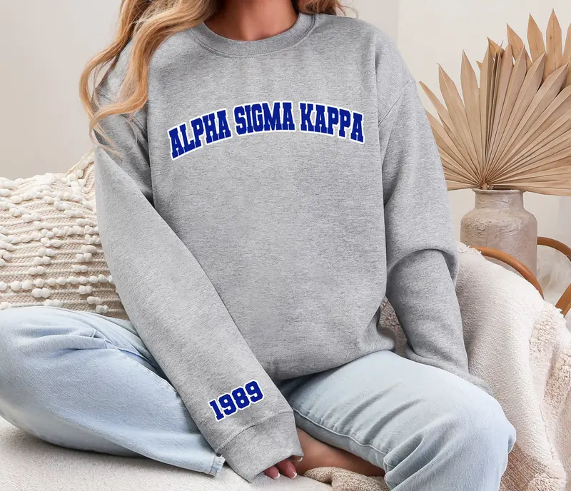 Alpha Sigma Kappa Varsity Crewneck 1989 1