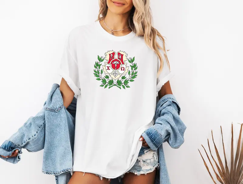 Chi Omega Heavyweight Short Sleeve T-Shirt - Crest Tee 1