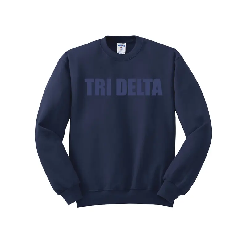 Delta Delta Delta Crewneck Sweatshirt - Tri Delta Puff Print Logo 1