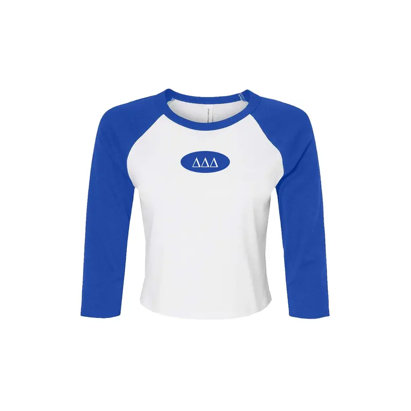 Delta Delta Delta Sorority Raglan Cropped Baby Tee 1