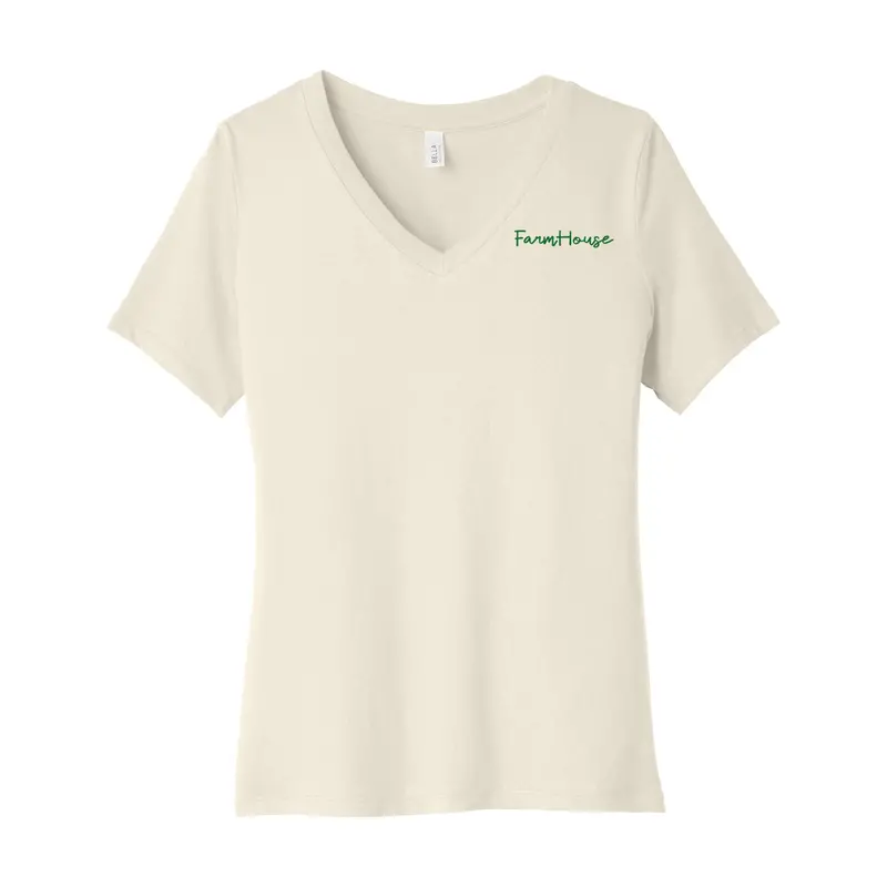Farmhouse Ladies V Neck T Shirt - Script Farmhouse 1