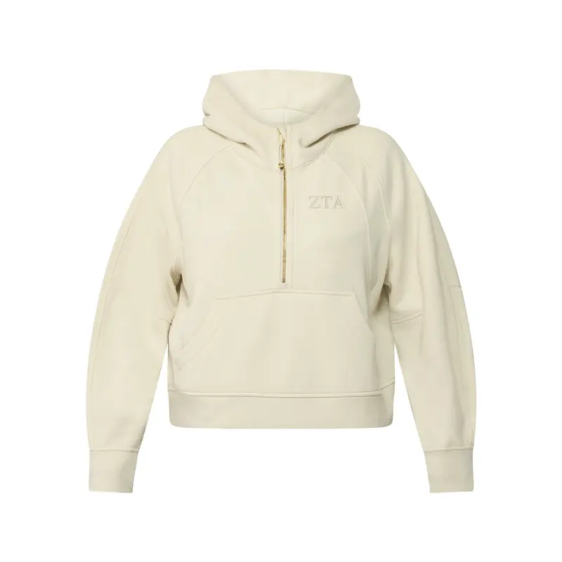 Limited Edition Zeta Tau Alpha Lululemon Scuba Oversized Half-Zip Hoodie - Ivory & Gold 1