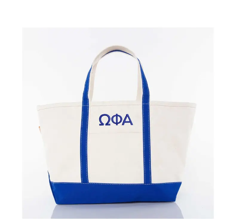 Omega Phi Alpha Large Canvas Boat Tote 1