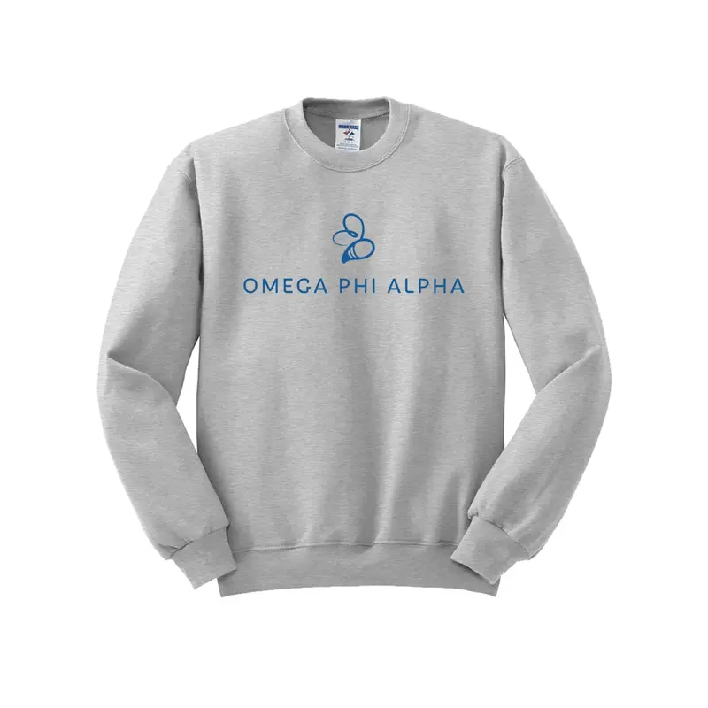 Omega Phi Alpha Logo Crewneck - Sale - Grey 1