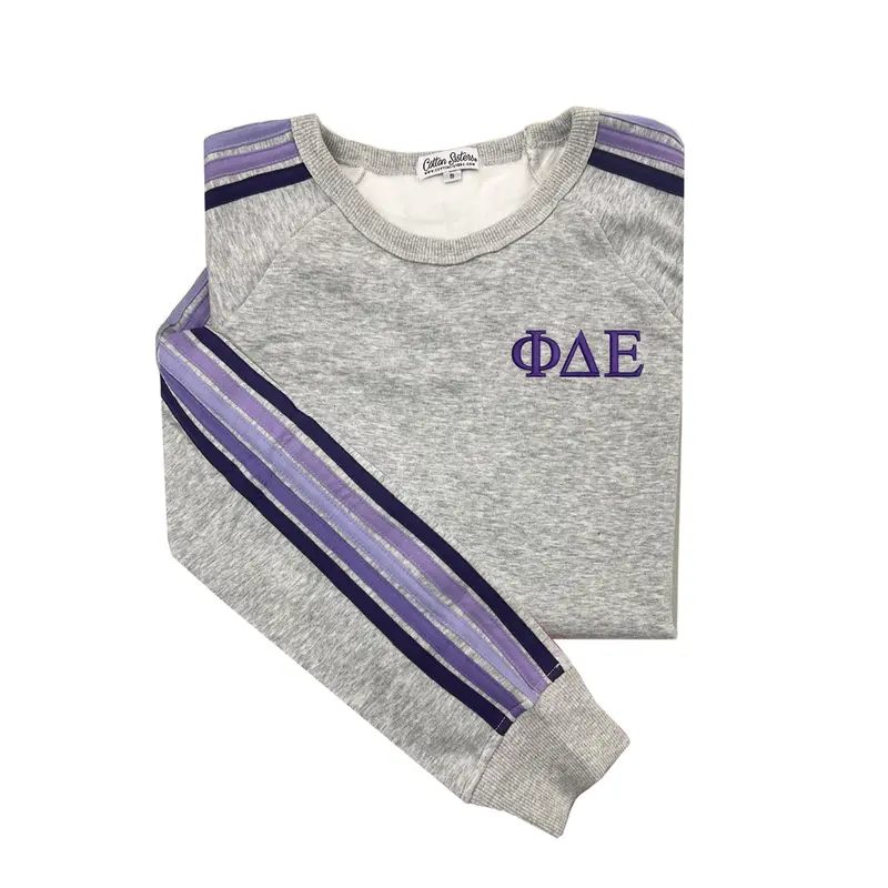Phi Delta Epsilon 5 Stripe Crewneck Sweatshirt 1