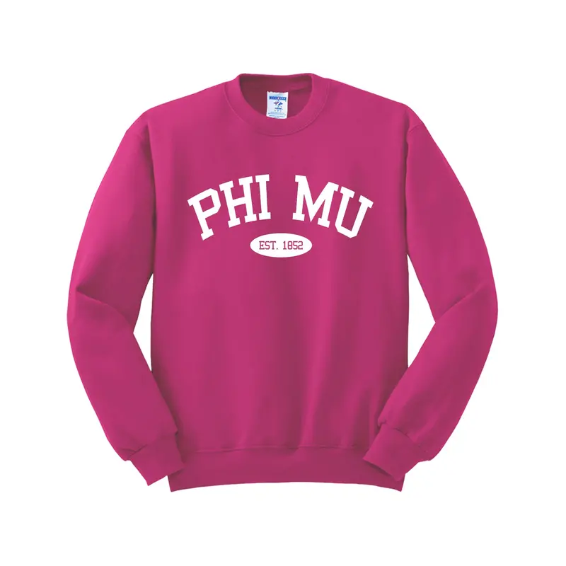 Phi Mu Sorority Crewneck Sweatshirt - Est. 1852 1