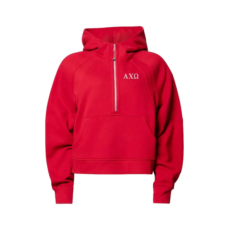 Sorority Letters Lululemon Scuba Oversized Half-Zip Hoodie - True Red 1
