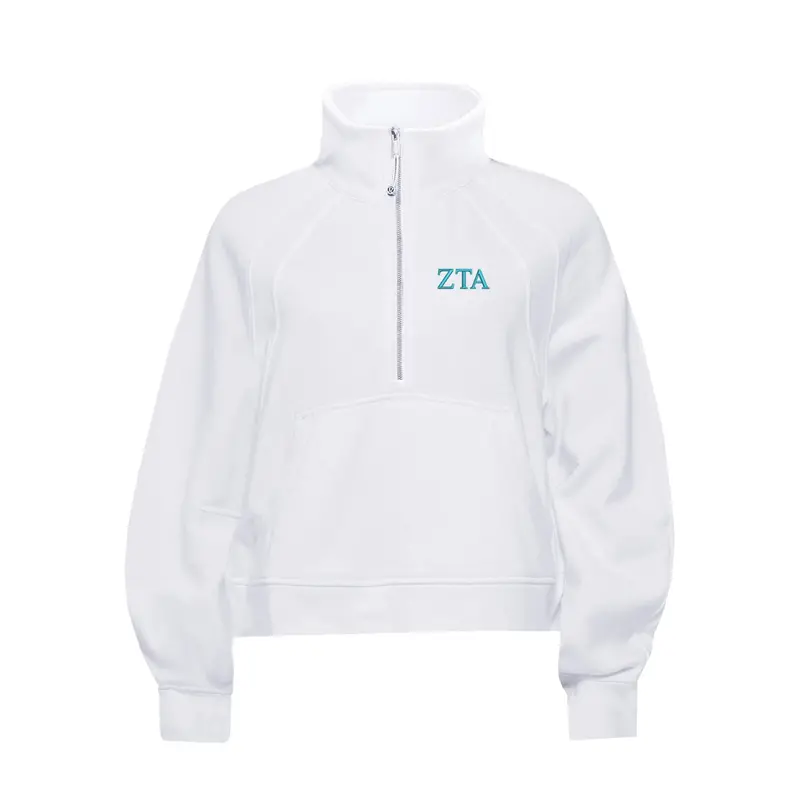 Zeta Tau Alpha Lululemon Scuba Oversized Funnel-Neck Half Zip - White 1