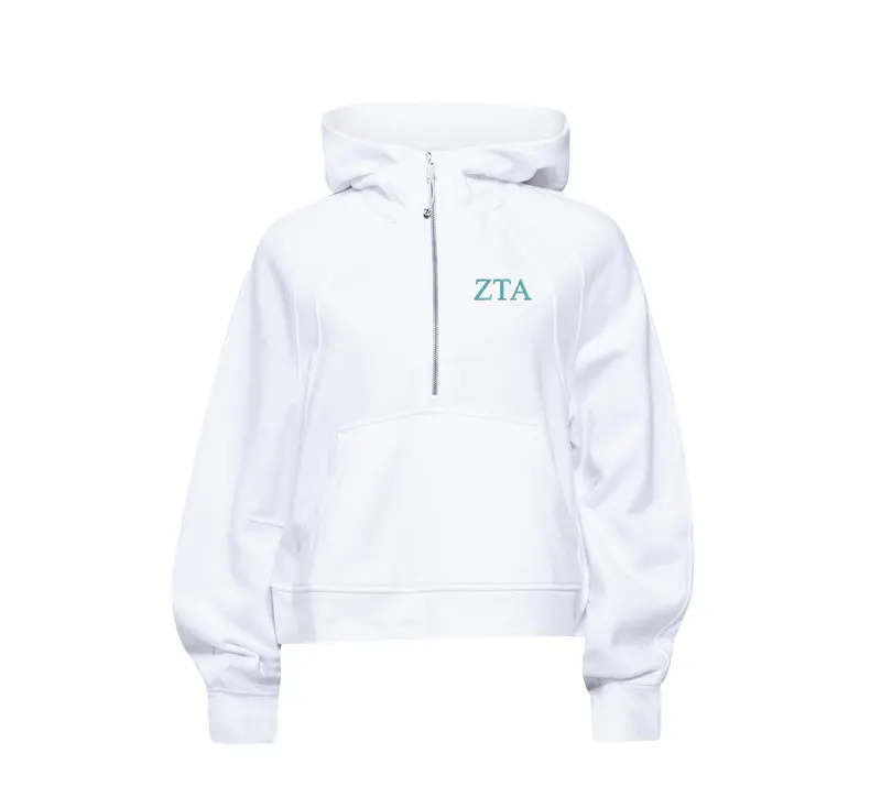 Zeta Tau Alpha Lululemon Scuba Oversized Half-Zip Hoodie - White 1