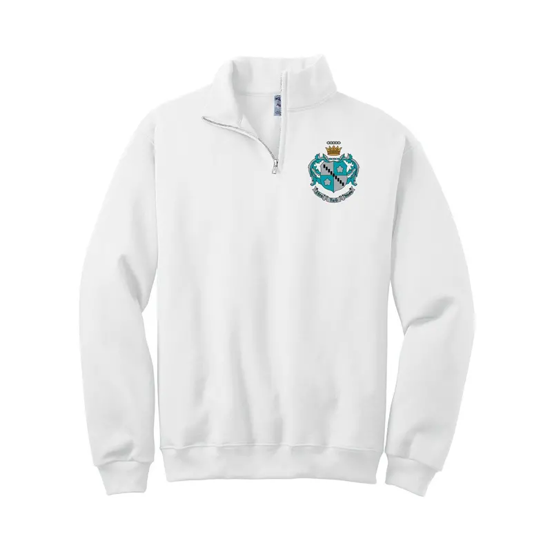 Zeta Tau Alpha Pullover Quarter Zip Sweatshirt With Crest 1