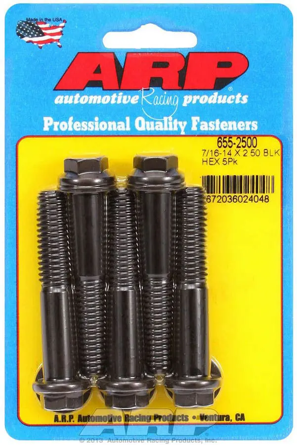 Arp 655-2500 Five-Piece 6-Point Bolt Kit – 7/16"-14 × 2.5" Hex Flange Bolts 1