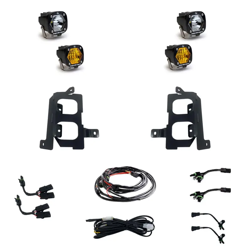 Baja Designs 448084 Gmc Sierra 1500 Led Driving Light – Clear Spot / Amber Combo With Fpk Mount 1