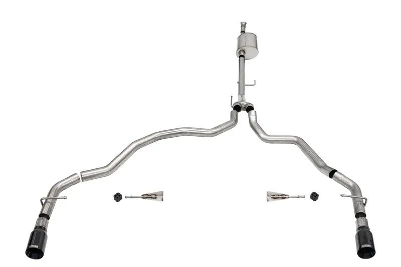 Corsa Performance 21158Blk 3-Inch Dual-Exit Cat-Back Exhaust System With 4-Inch Flat-Cut Dual-Wall Tips 1