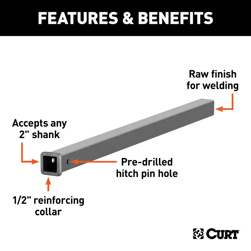 Curt 49480 2-Inch By 48-Inch Weld-On Trailer Hitch Receiver Tube 1