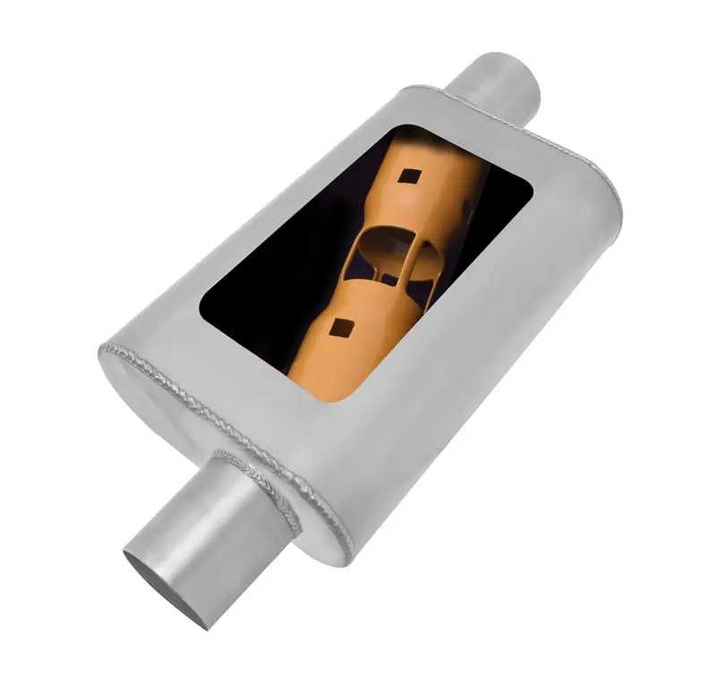 Gibson Performance Stainless Steel Muffler – Offset/Offset Oval Design For Aggressive Exhaust Tone (Bm0105) 1