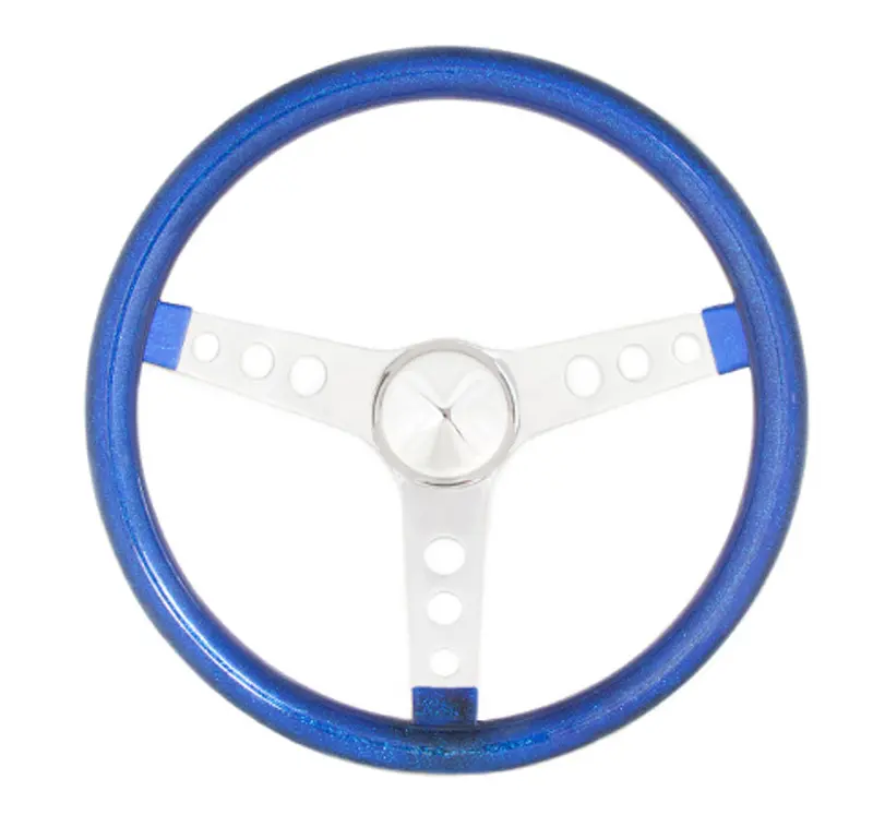 Grant 8446 13.5-Inch Steering Wheel – Metallic Blue Flake Finish With Chrome Spokes 1
