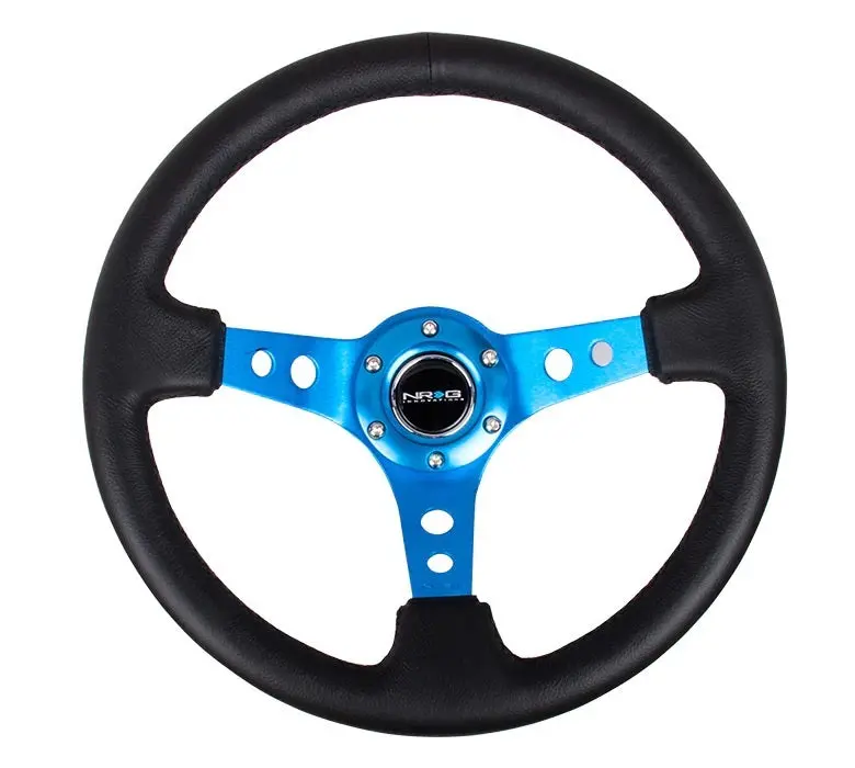 Nrg Innovation Rst-006Bl 350Mm Dish Steering Wheel – Black Leather With Blue Contrast Stitching 1