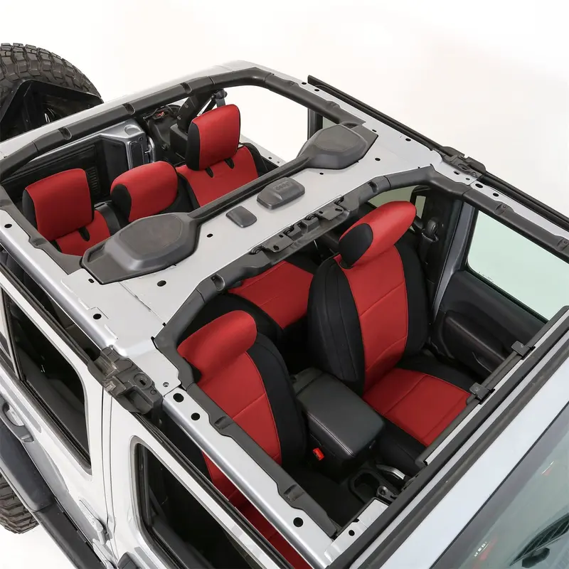 Smittybilt Neoprene Seat Covers – Custom Fit For Jeep Wrangler Jl (4-Door), Black/Red 1
