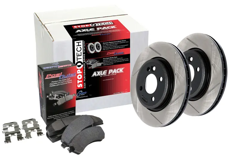 Stoptech 934.39026 Street Axle Pack – Slotted Front And Rear Brake Kit 1