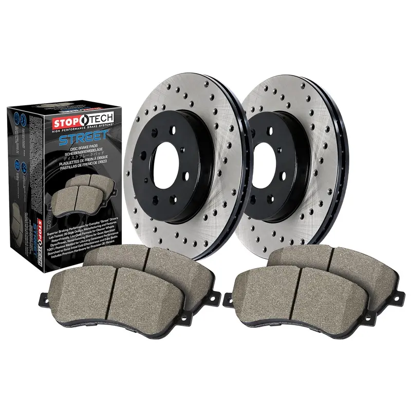 Stoptech Street Front Brake Kit – Drilled Rotors & Oe-Compatible Pads (939.44098) 1